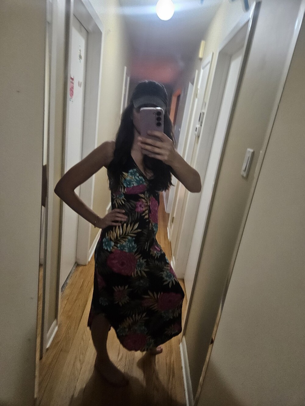 Billabong Black Maxi Dress with Pink and Teal Floral Print